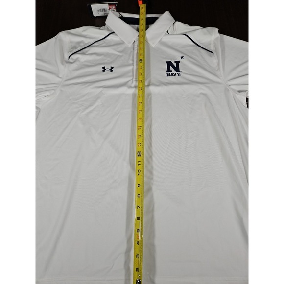 NWT Under Armour Mens 2XL Loose Polo White With Navy Academy Logo - Picture 9 of 12